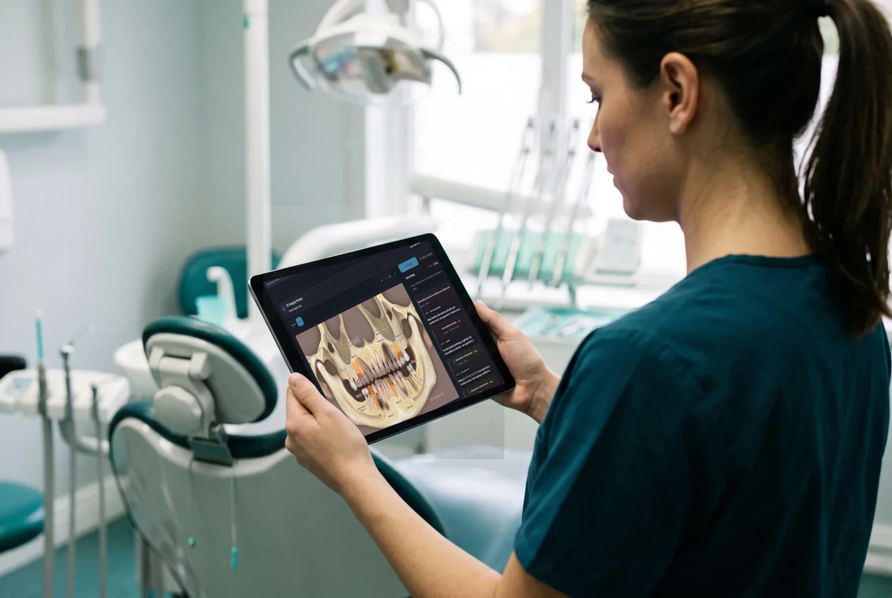 AI-annotated bitewing showing caries detection