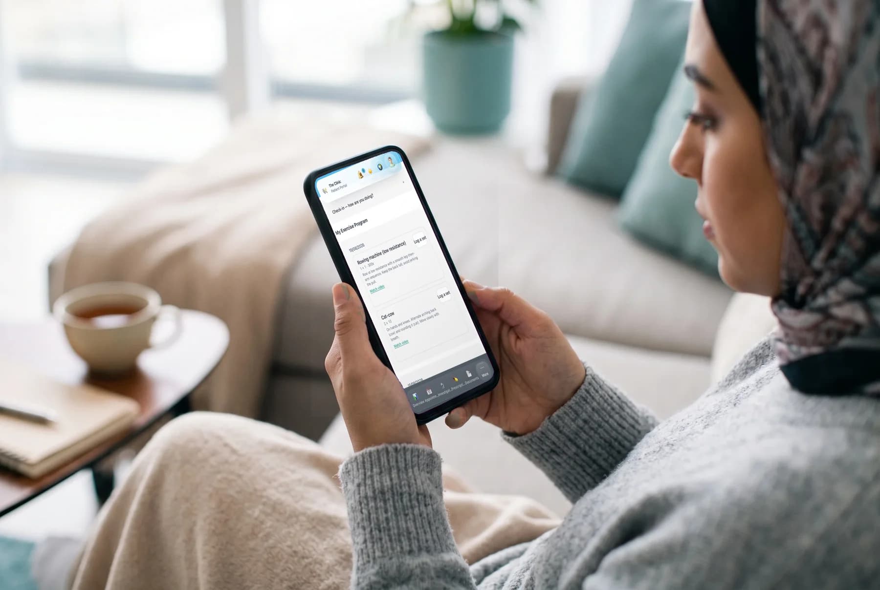 Patient paying a bill on mobile