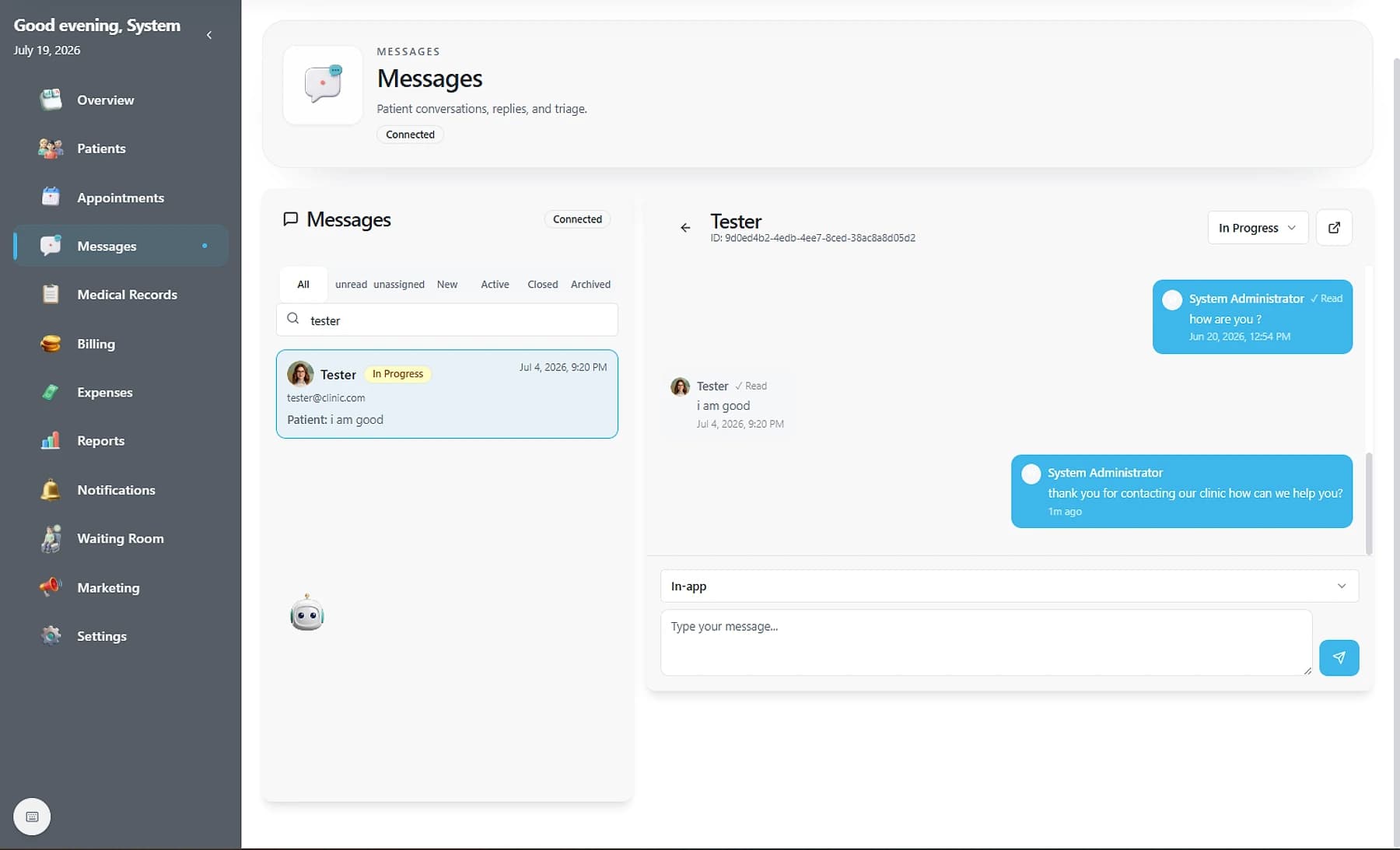 Secure messaging between patient and care team