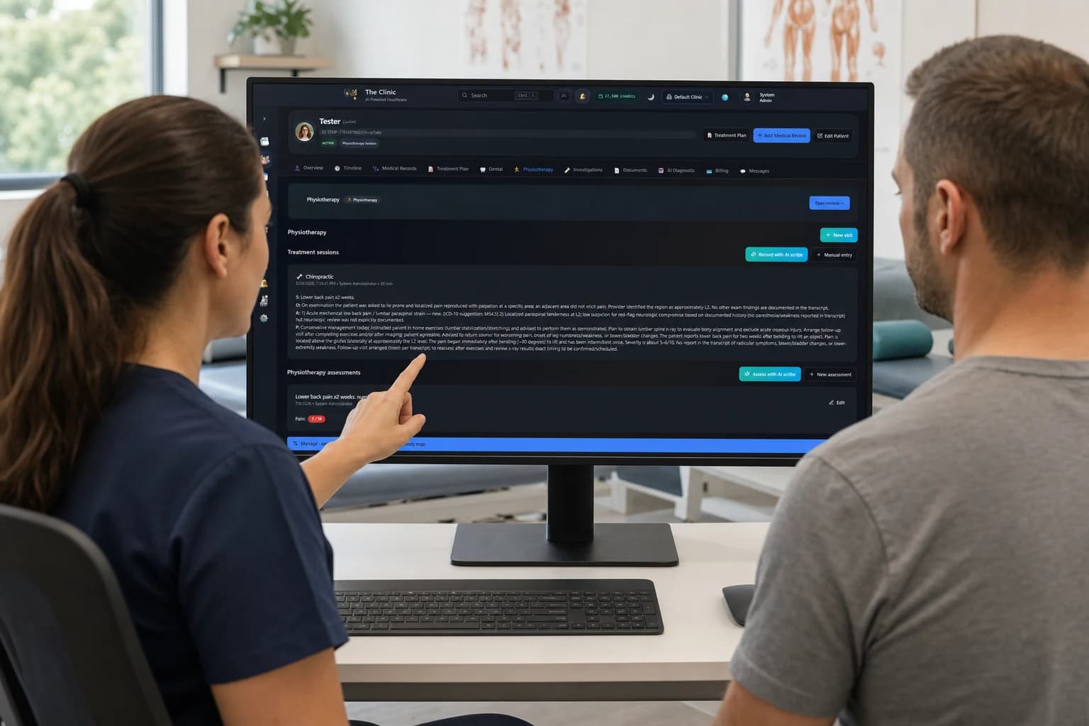 A structured ROM and MMT assessment screen